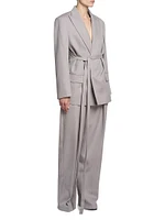 Wool Tie-Waist Tailored Jacket