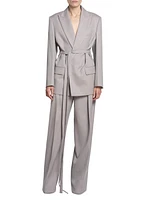 Wool Tie-Waist Tailored Jacket
