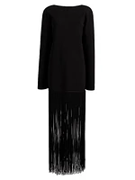 Paley Fringed-Hem Maxi Dress