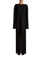Paley Fringed-Hem Maxi Dress