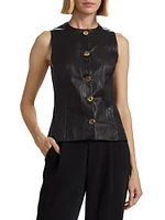 Stretch Pongé Button-Front Top