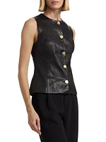 Stretch Pongé Button-Front Top
