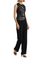 Stretch Pongé Button-Front Top