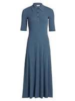 Ribbed Cotton Polo Maxi Dress