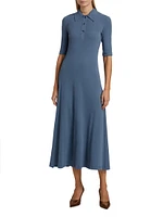 Ribbed Cotton Polo Maxi Dress