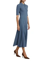 Ribbed Cotton Polo Maxi Dress