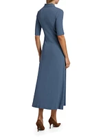 Ribbed Cotton Polo Maxi Dress