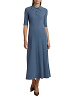 Ribbed Cotton Polo Maxi Dress