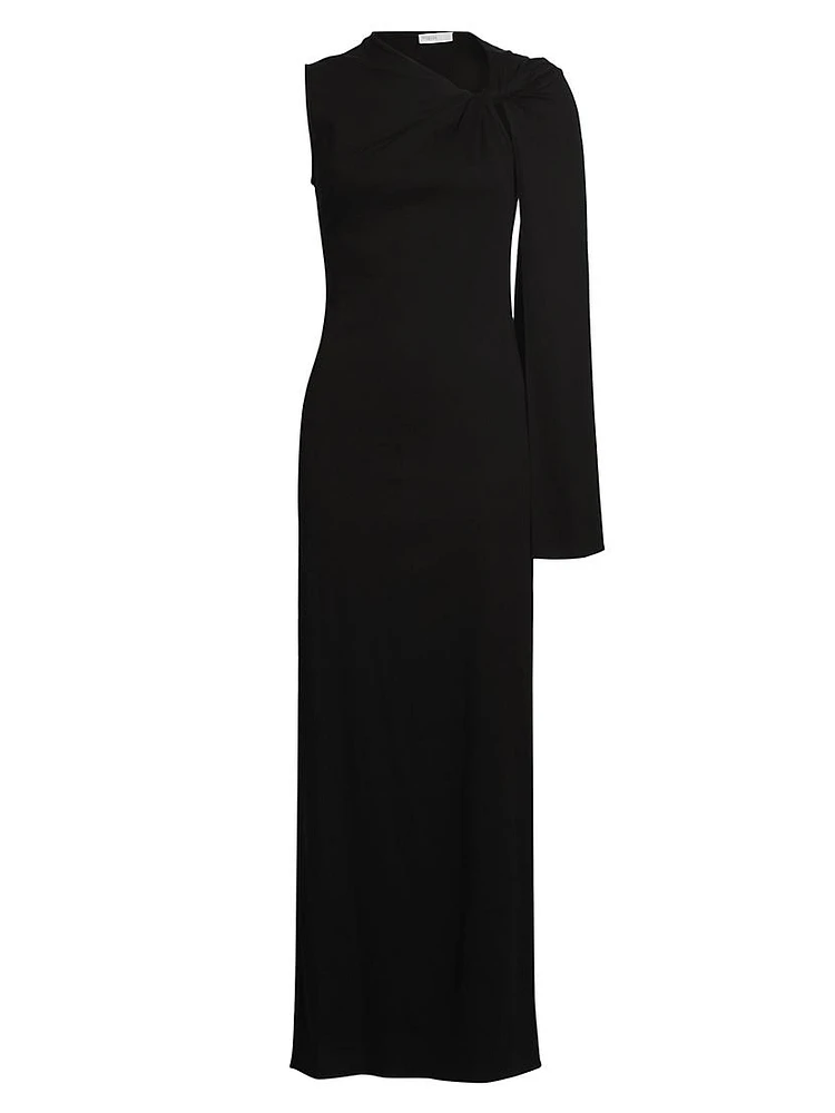 Twist Cape Cotton Maxi Dress