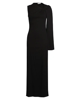 Twist Cape Cotton Maxi Dress