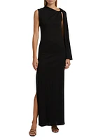 Twist Cape Cotton Maxi Dress