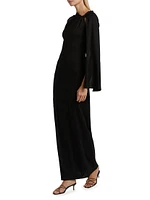 Twist Cape Cotton Maxi Dress