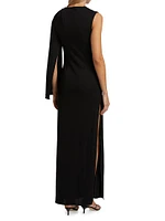 Twist Cape Cotton Maxi Dress