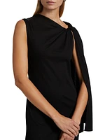 Twist Cape Cotton Maxi Dress
