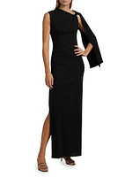 Twist Cape Cotton Maxi Dress