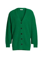 Rib-Knit Wool-Cashmere Cardigan