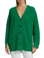 Rib-Knit Wool-Cashmere Cardigan