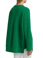 Rib-Knit Wool-Cashmere Cardigan