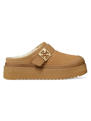 Mellow Shearling-Trimmed Suede Mules