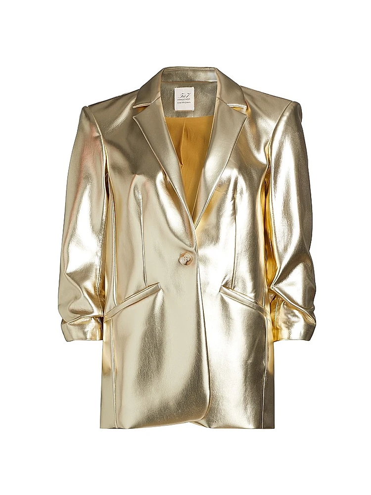 Khloe Metallic Faux Leather Blazer