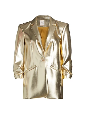 Khloe Metallic Faux Leather Blazer