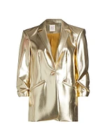 Khloe Metallic Faux Leather Blazer