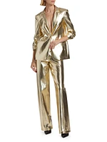 Khloe Metallic Faux Leather Blazer