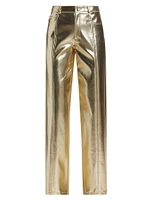 Francine Metallic Faux Leather Straight-Leg Pants