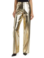 Francine Metallic Faux Leather Straight-Leg Pants