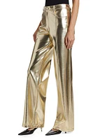 Francine Metallic Faux Leather Straight-Leg Pants