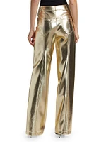 Francine Metallic Faux Leather Straight-Leg Pants