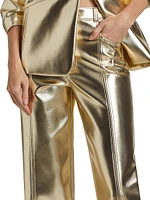 Francine Metallic Faux Leather Straight-Leg Pants