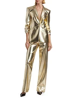 Francine Metallic Faux Leather Straight-Leg Pants