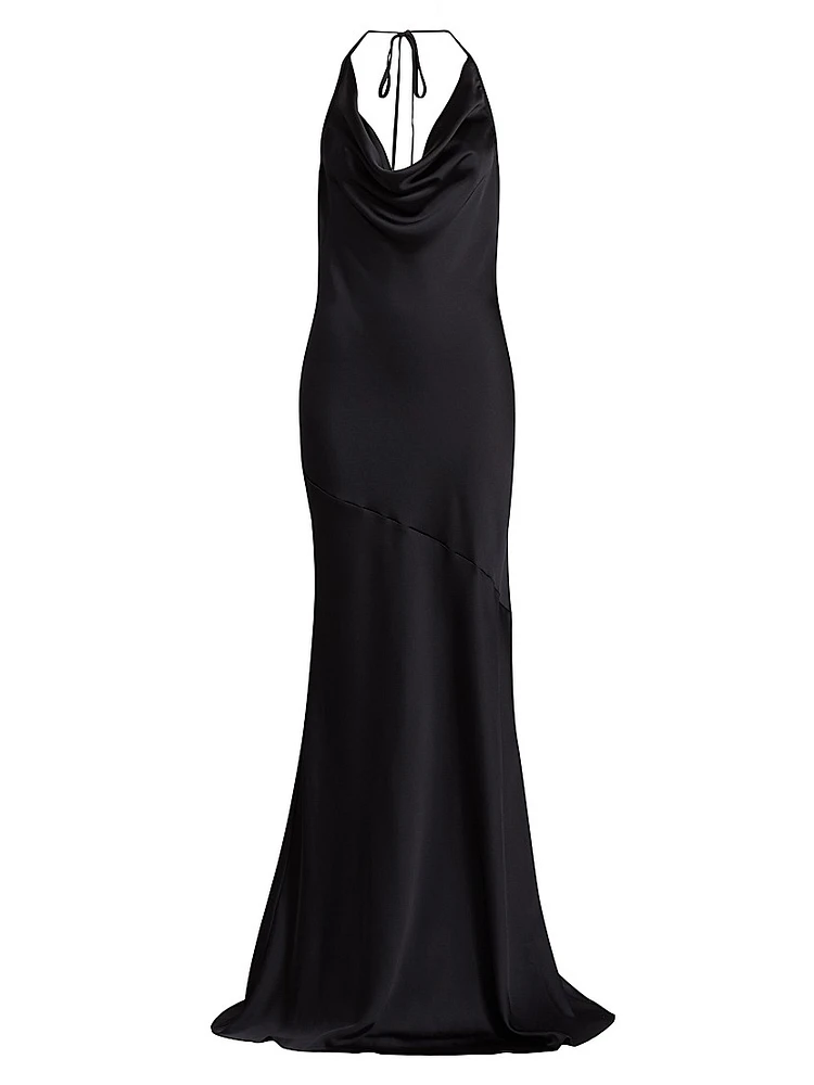 Haleigh Charmeuse Cowlneck Gown