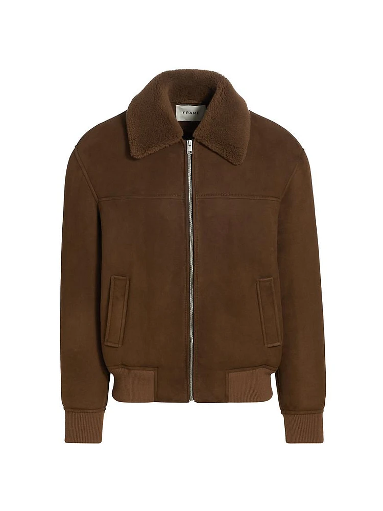 Shearling-Trim Suede Jacket