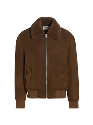 Shearling-Trim Suede Jacket