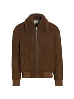 Shearling-Trim Suede Jacket