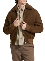 Shearling-Trim Suede Jacket