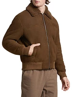 Shearling-Trim Suede Jacket