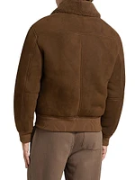 Shearling-Trim Suede Jacket