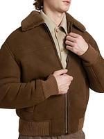 Shearling-Trim Suede Jacket