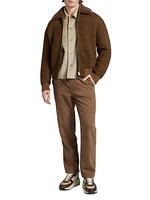Shearling-Trim Suede Jacket