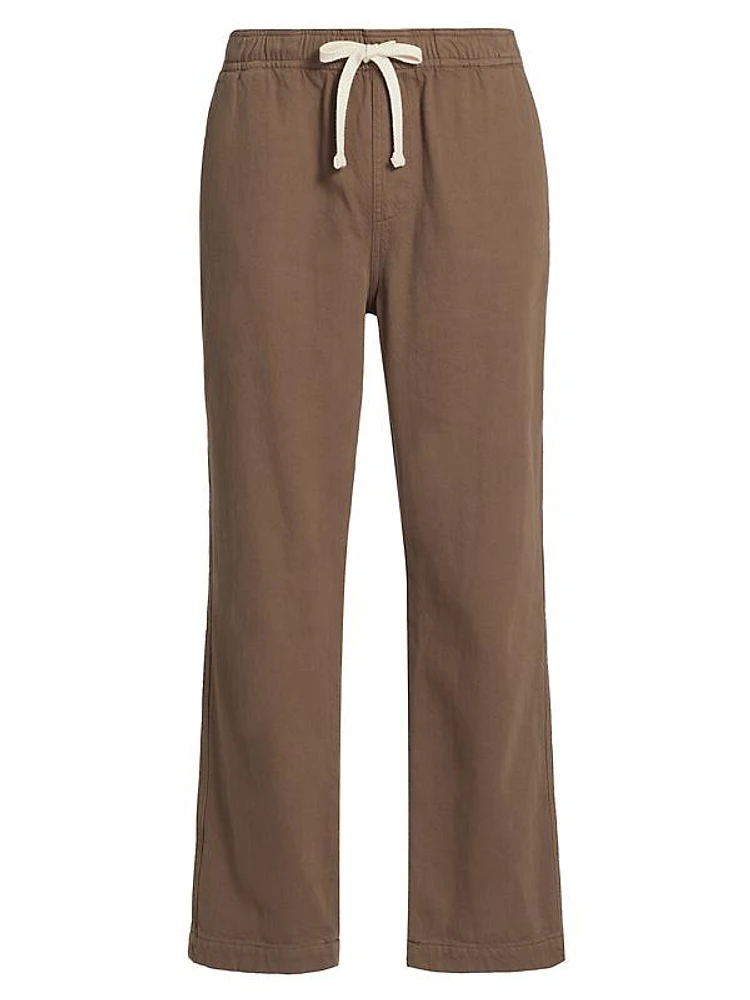 Textured Terry Drawstring Straight-Leg Pants