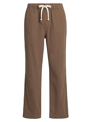Textured Terry Drawstring Straight-Leg Pants