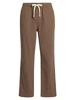 Textured Terry Drawstring Straight-Leg Pants