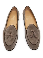 Tassel-Embellished Suede Loafers