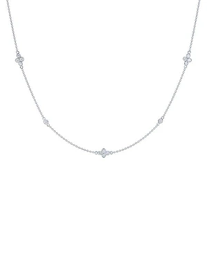 Diamond Strings Quads 18K Gold & 0.46 TCW Diamond Station Necklace