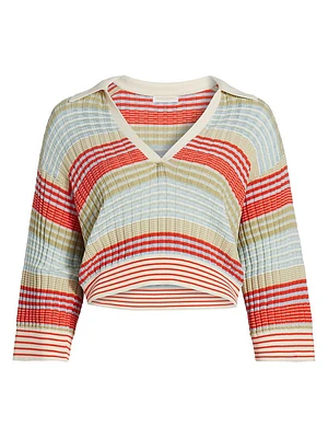 Azaria Striped Cotton-Blend Sweater
