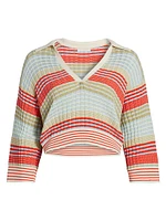 Azaria Striped Cotton-Blend Sweater