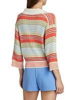 Azaria Striped Cotton-Blend Sweater